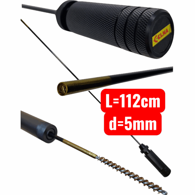 Długi 112cm łożyskowany wycior 5mm do broni kulowej z włókna węglowego - CELNA