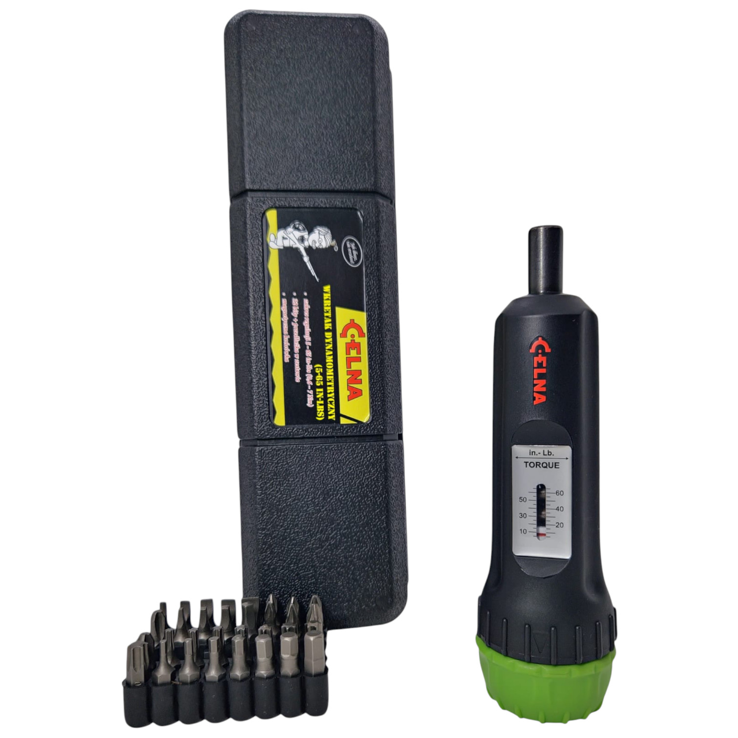 Śrubokręt Wkrętak dynamometryczny 0,6-7Nm (5-65 in-lbs) + 32 bity - CELNA