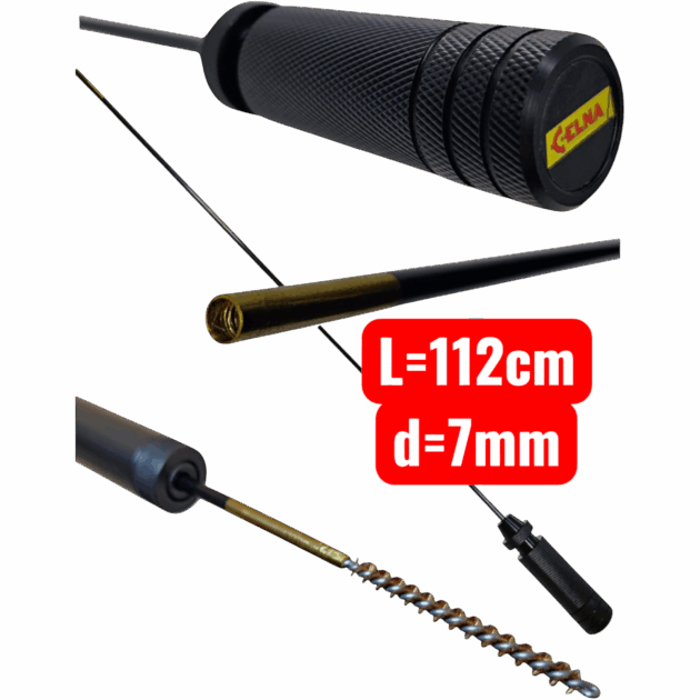 Długi 112cm łożyskowany wycior 7mm do broni kulowej z włókna węglowego - CELNA